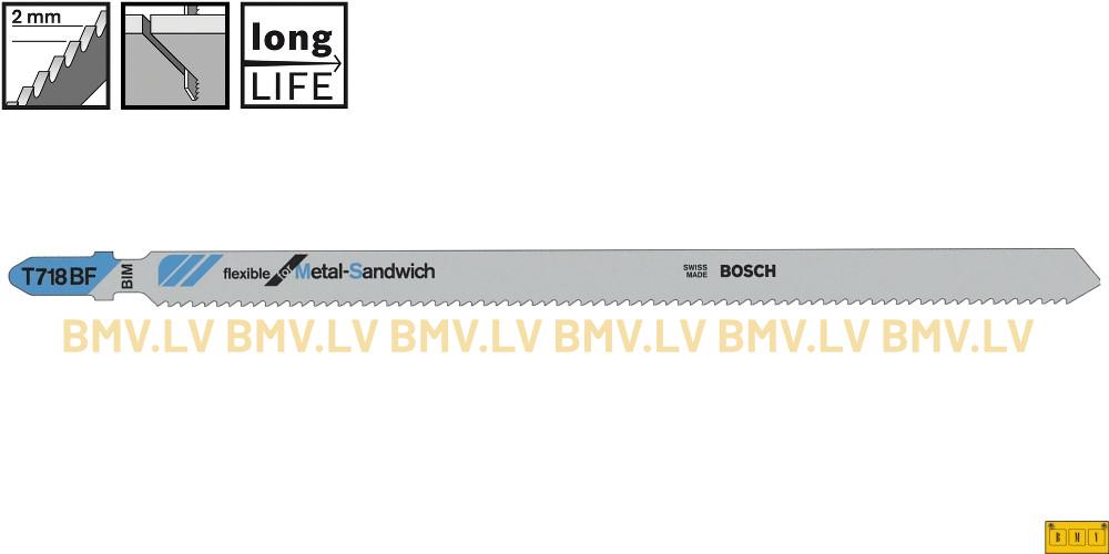 Figūrzāģa asmenis metālam Bosch flexible for Metal-Sandwich T718BF (3gab)