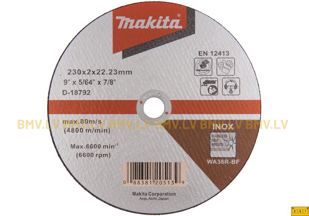 Griezējripa Inox metālam 230x22.2mm WA36R-BF 2.0mm Makita D-18792
