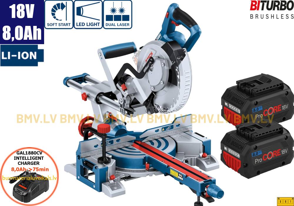 Slīdrāmja leņķzāģis kokam 18V Bosch GCM 18V-216 D (2x8,0Ah)