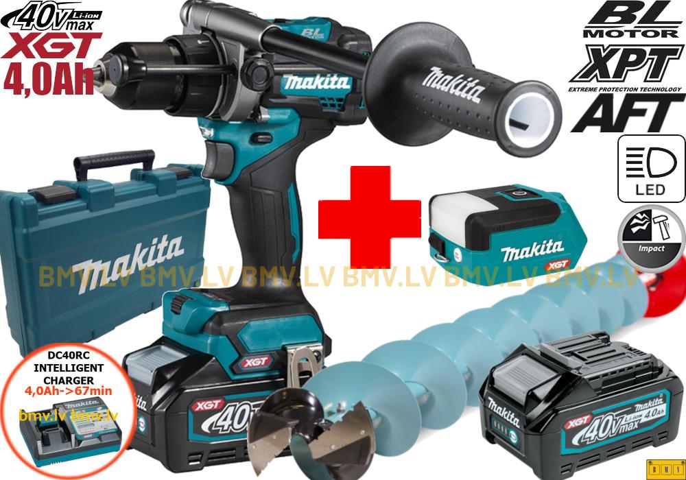 Triecienurbjmašīna/Skrūvgriezis Makita HP001GM201 40V (2x4,0Ah) + ML011G + Rapala ledus urbis P-81072